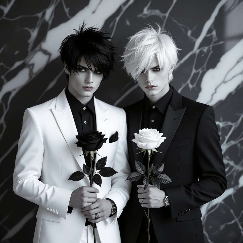 Opposite black and white Twins - male edition