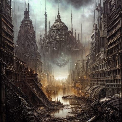 a post-apocalyptic city landscape - AI Generated Artwork - NightCafe ...