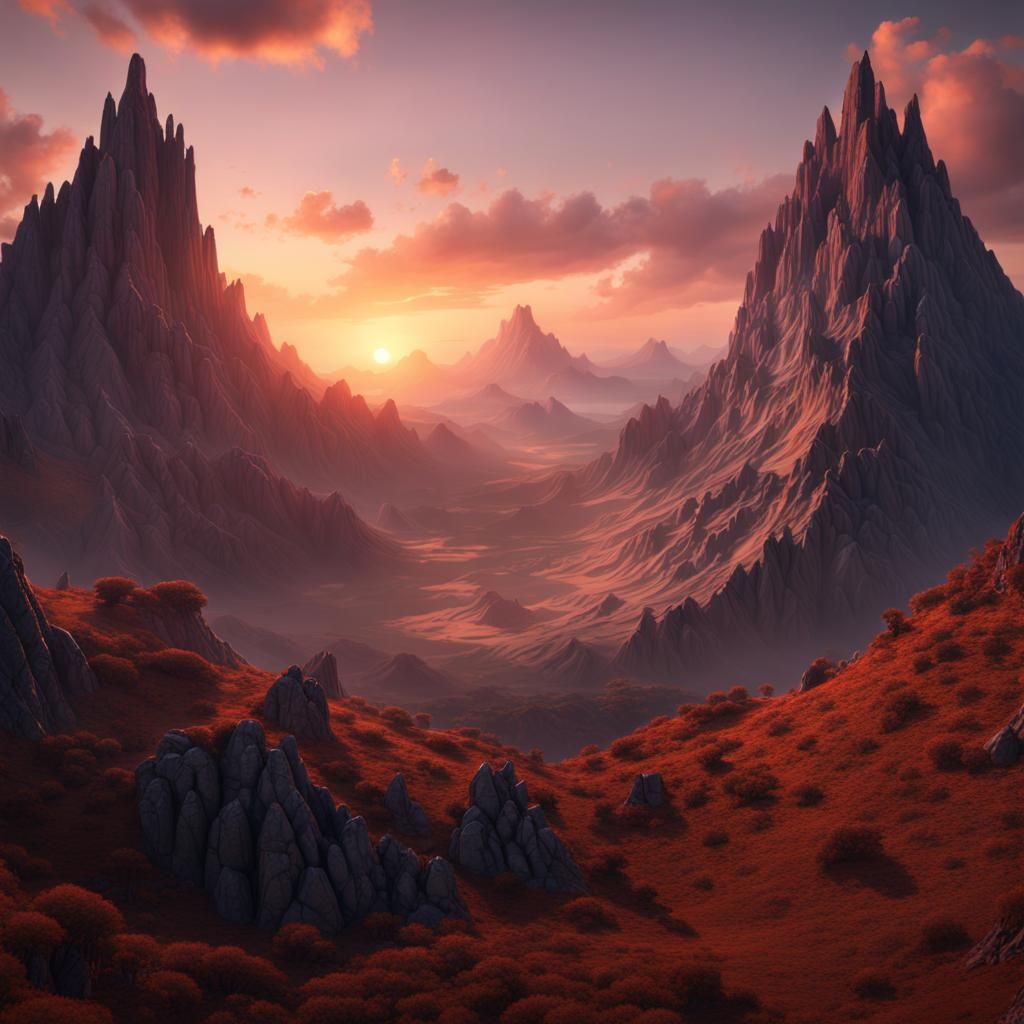 A Mountain With Sunset View AI Generated Artwork NightCafe Creator a-mountain-with-sunset-view-ai-generated-artwork-nightcafe-creator