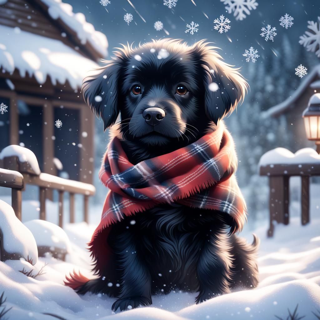 Winter time puppy.  by @TexasGato