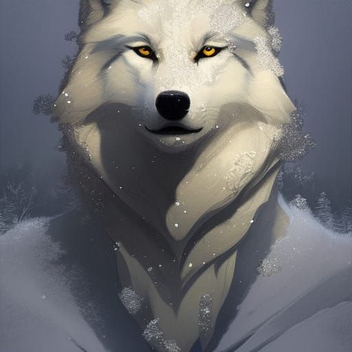 white wolf with snow on its head #2