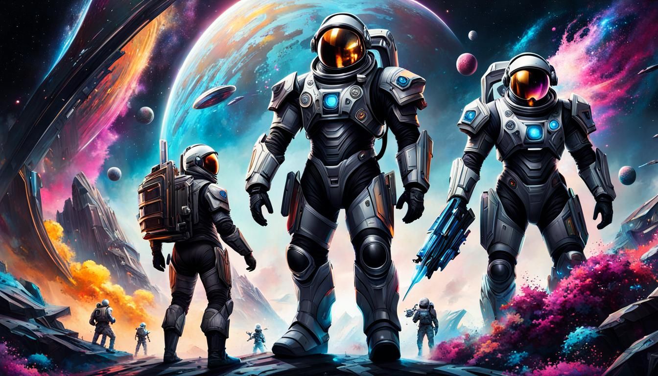 Epic universe and fantastic background , astronauts in diffe...