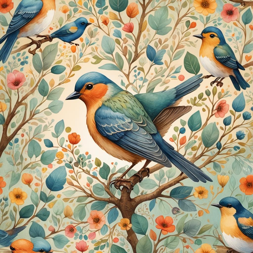 Colorful Bird Whispering Social Media Secrets: Watercolor Ar...