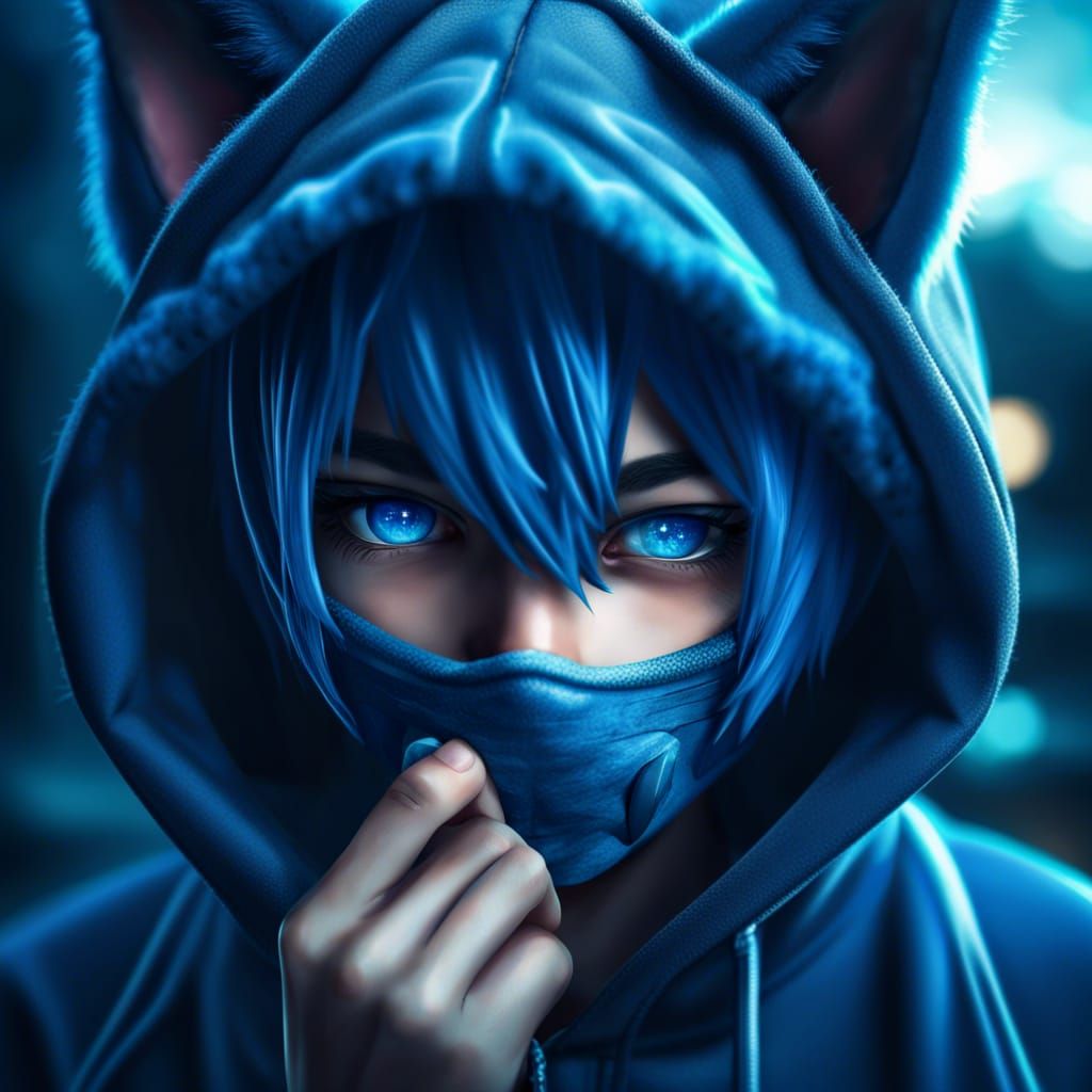 Anime boy blue hoodie hotsell