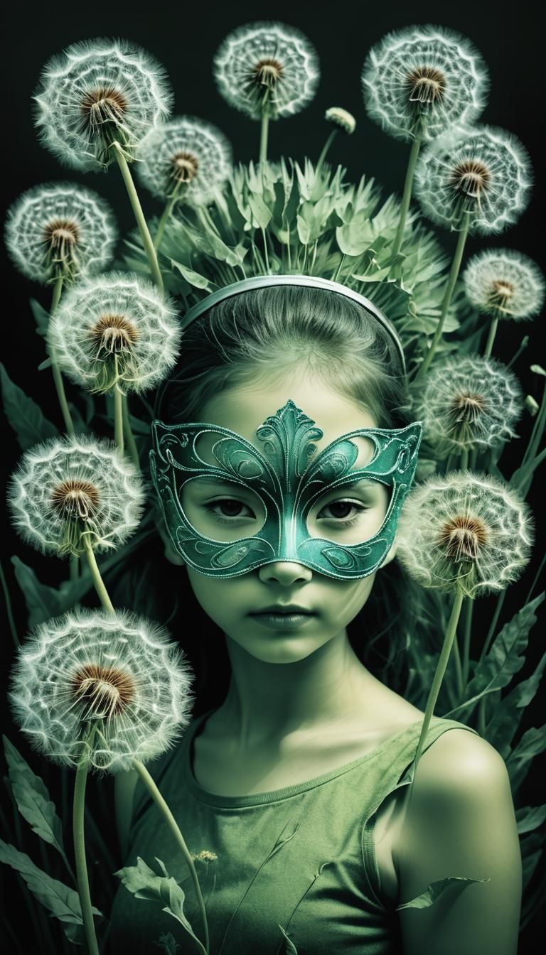 Kids drawing,  dandelion mask,  photogrm rayograph, solariza...