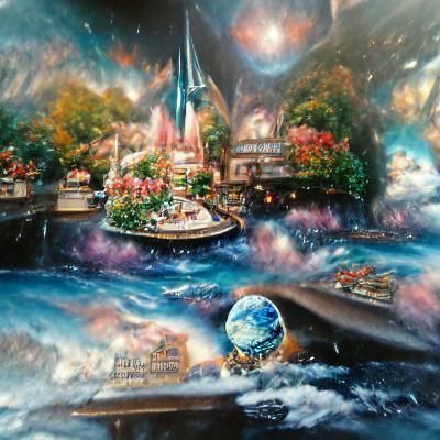 Earth oceans metaverse space station and crypto currency bea...