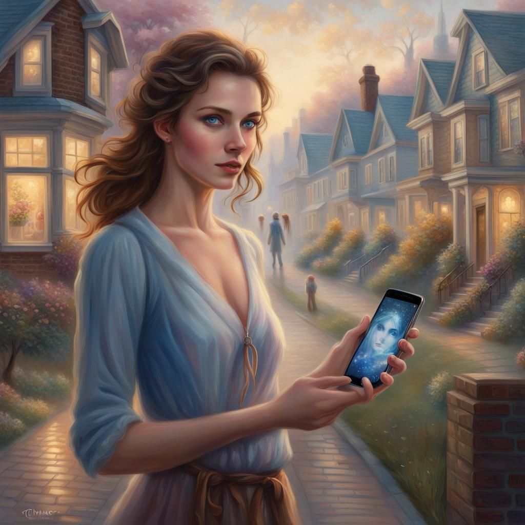 woman with blue eyes, brown hair and fair skin walking down ...