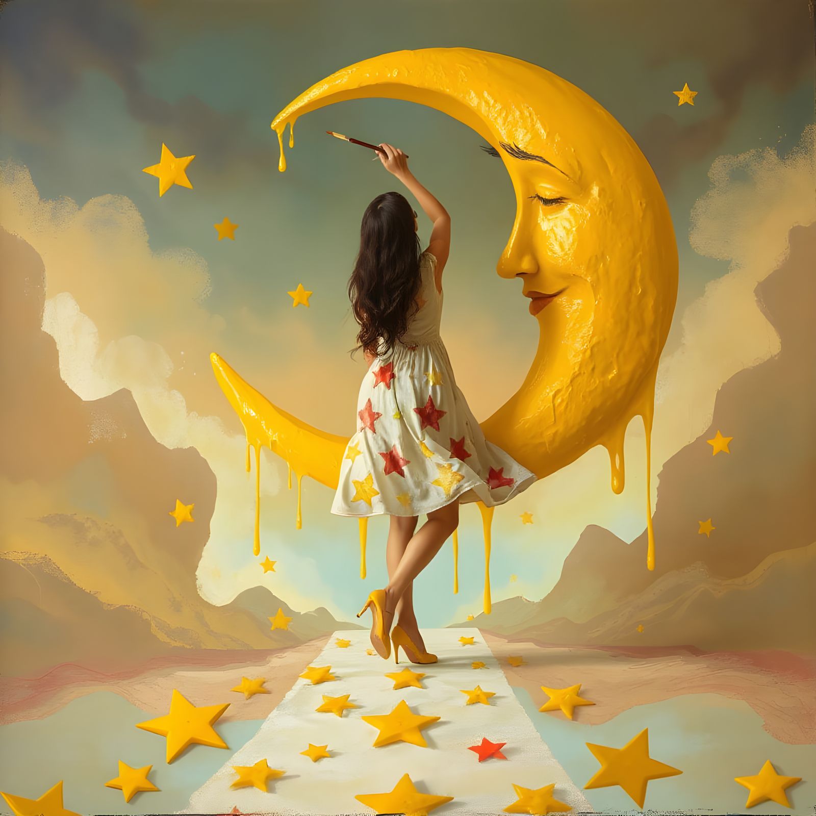 Painting the Man in the Moon  by @Runarguten