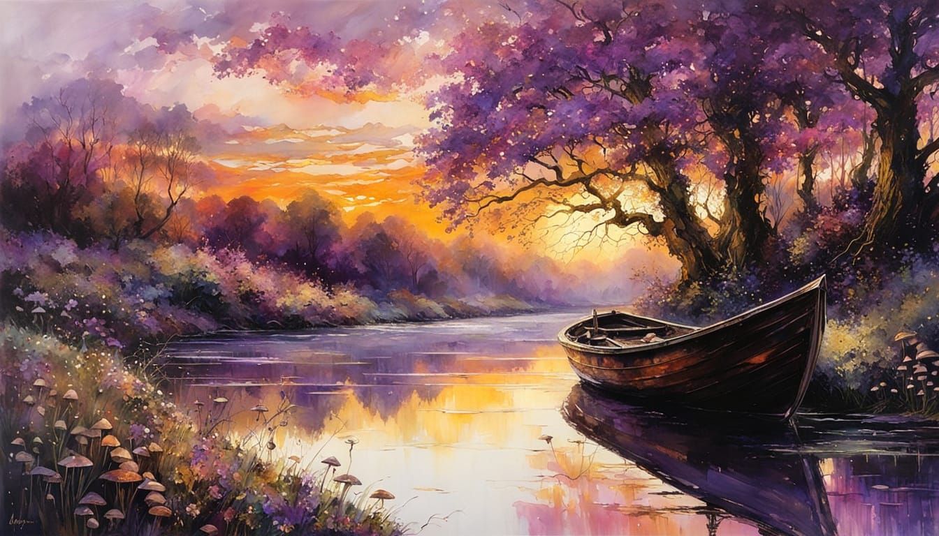Purple and orange sunrise by the creek  by @DiegoHamburg