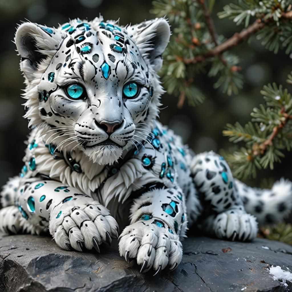 Baby snow leopard cyborg 