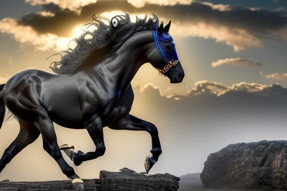 black horse standing up - AI Generated Artwork - NightCafe Creator