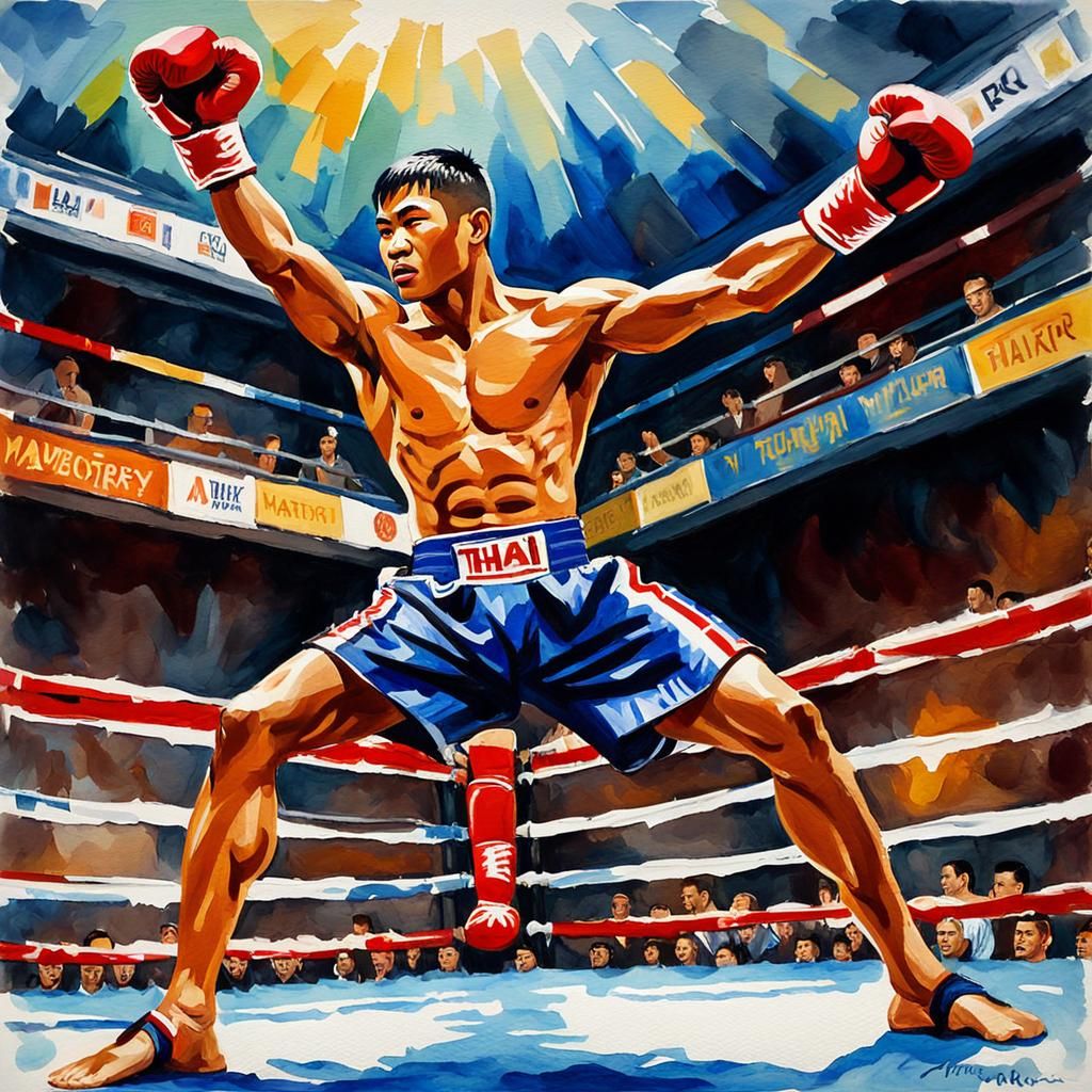 Victorious Thai kick boxer