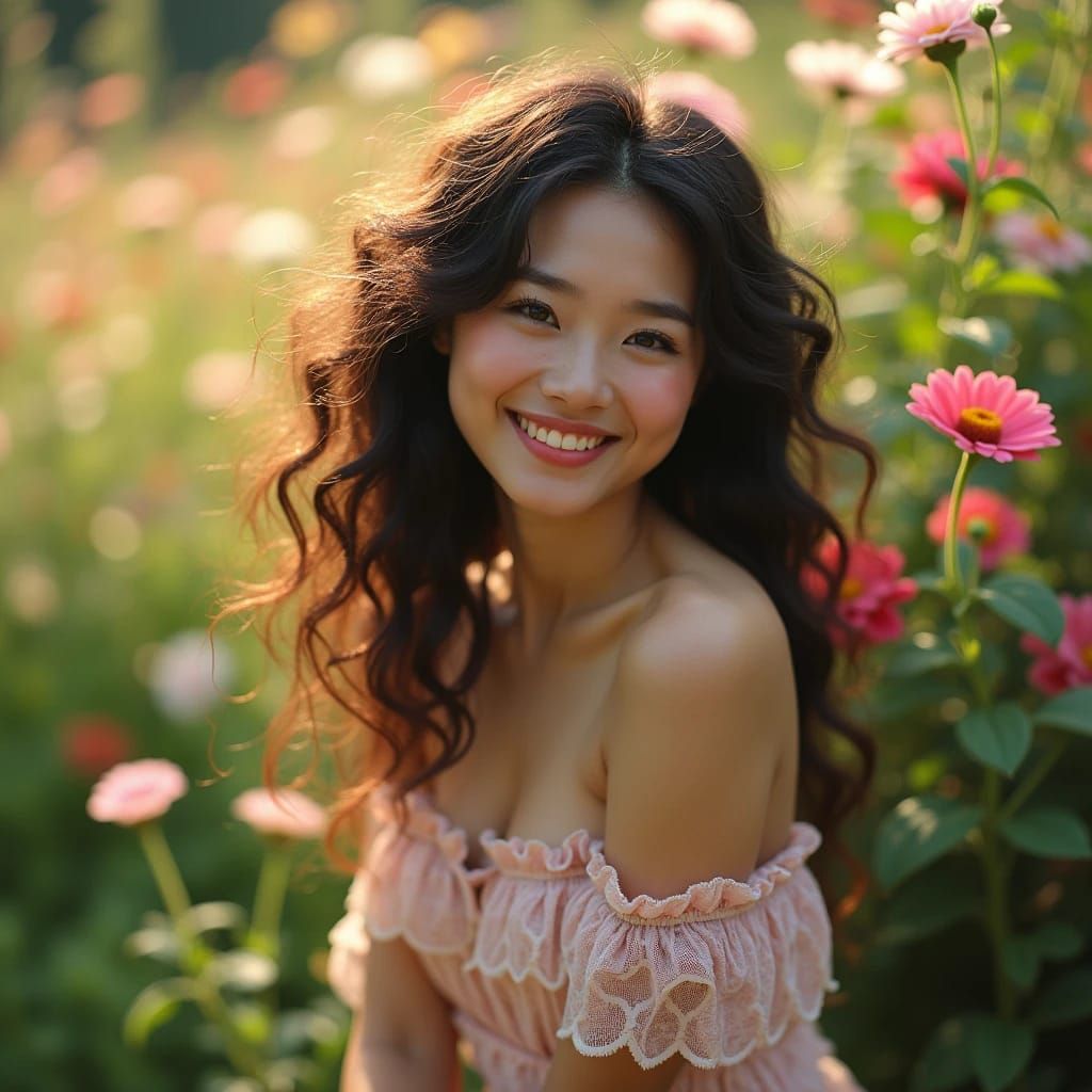Wild curly hair woman