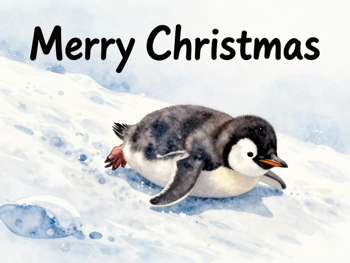 Baby Penguin's Merry Christmas Sledding Adventure in Waterco...