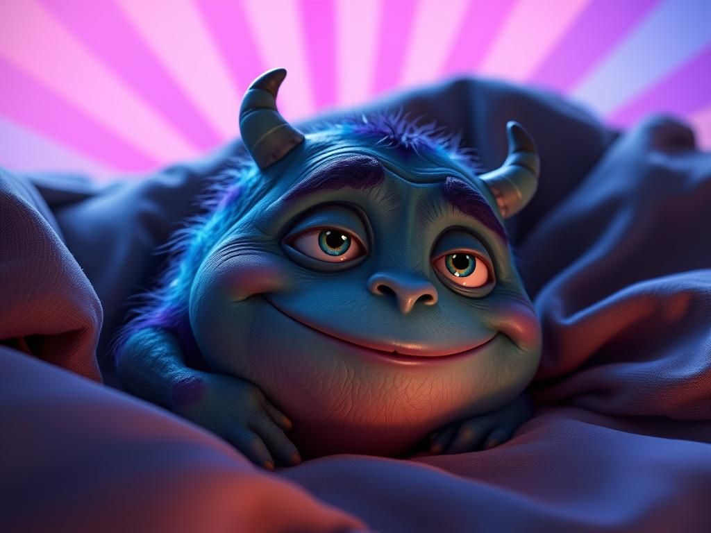 cute monster under the sheets