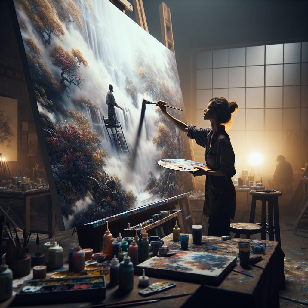 A Artist drawing a big painting  by @Edwina