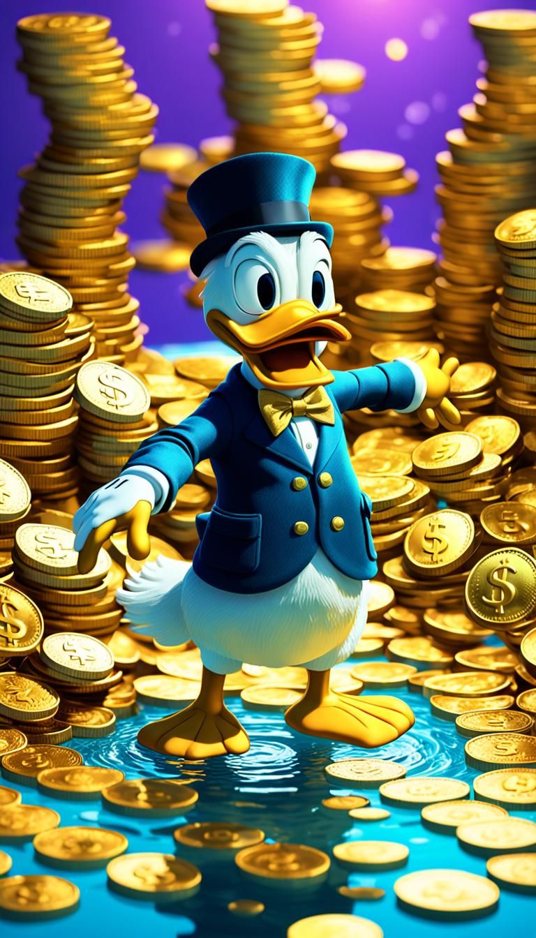 Rico mcduck in the pool of gold and money - AI Generated Artwork ...