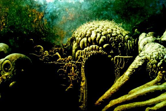 Hyperdetailed biopunk nightmare