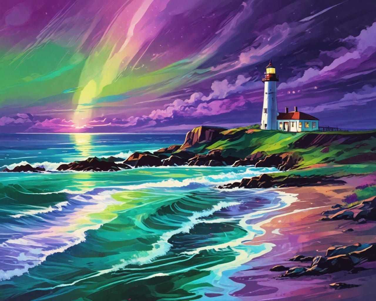 Lighthouse. Abstract scene.