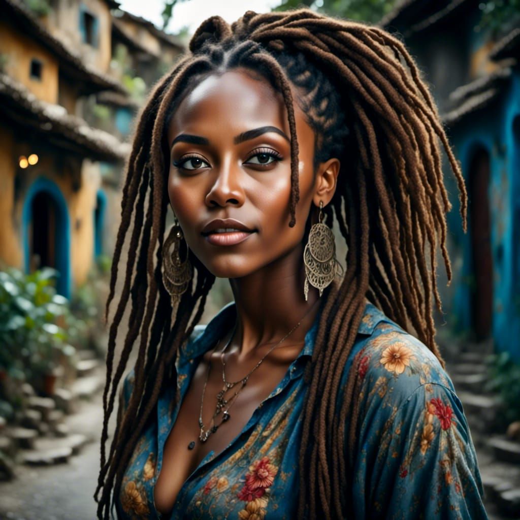 <lora:Abracadabra:1.0> <lora:Diversity:1.0> 8k photo of A beautiful darker-skinned modern Jamaican woman with dreadlocks <lora:WatercolorMix...