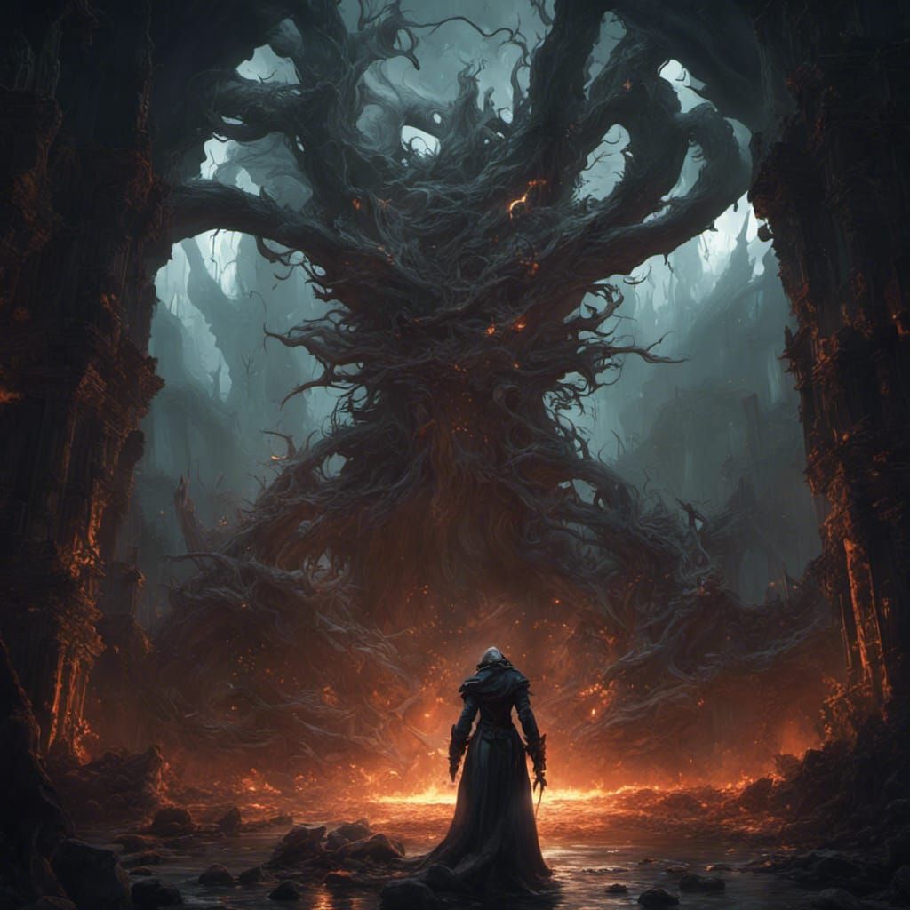 Love and hate staring into the abyss a masterpiece, 8k resolution, dark fantasy concept art, by Greg Rutkowski, dynamic ...