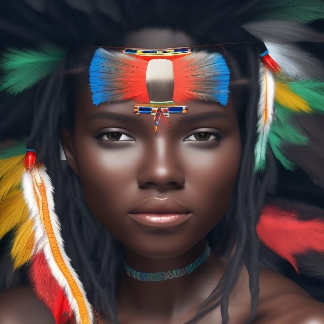 Beautiful dark skinned indigenous African American Indian. D...
