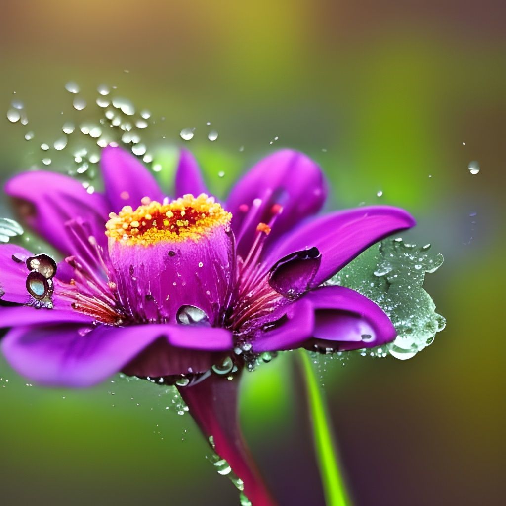 purple flower with dew