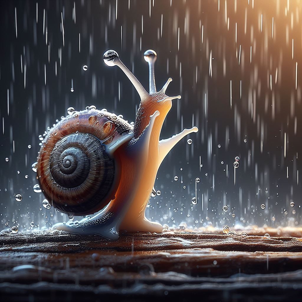 Little Snail really loves the rain