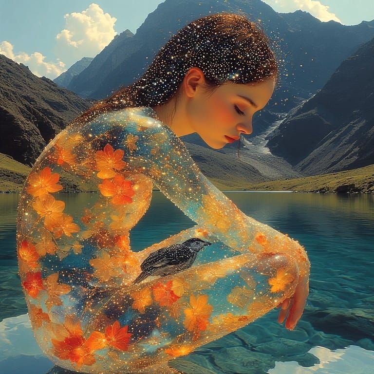 under a  majestic mountain range