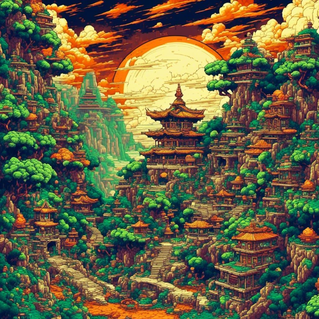 <lora:8bitCity:1.0> dragonball z