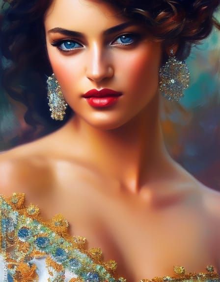 A woman, beautiful, hyperrealistic, shining skin, beautiful ...