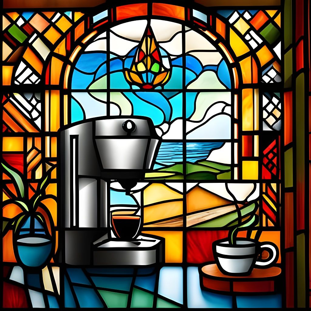 Stained Glass Coffee Machine  by @AI-Lover