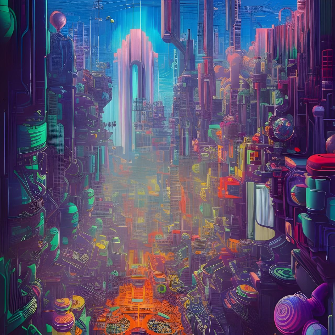 Cyberpunk Cityscape: Detailed Photorealistic Concept Art