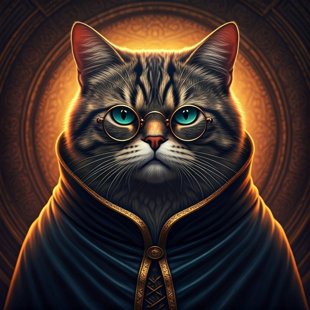 Regal Cat in Cloak and Spectacles