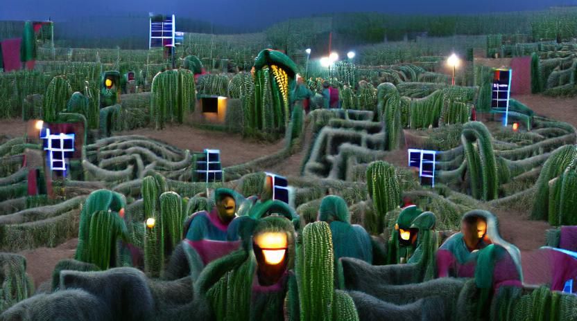Cactus maze (nighttime)