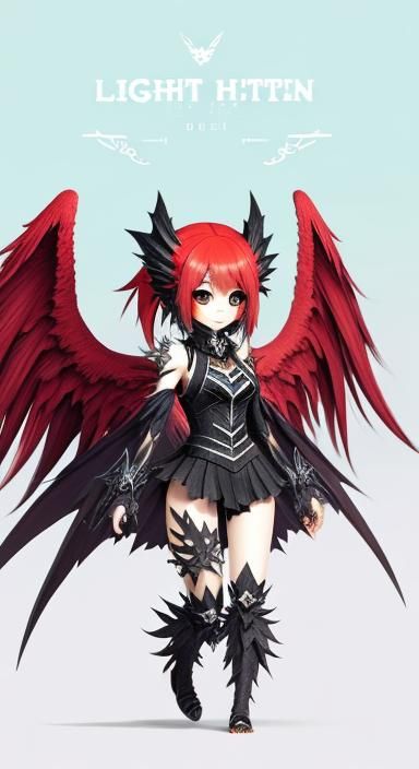 Light hot girl style fallen angel monster character(characte...