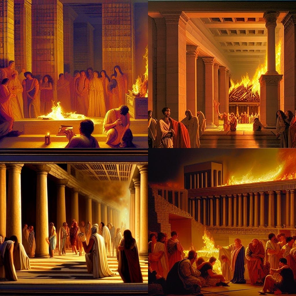 The Burning Of The Library Of Alexandria Oil Painting By James Gurney the-burning-of-the-library-of-alexandria-oil-painting-by-james-gurney