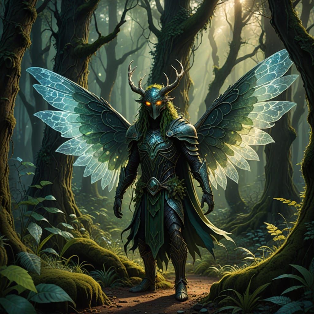 Luminous Forest Guardian in Whimsical Realism