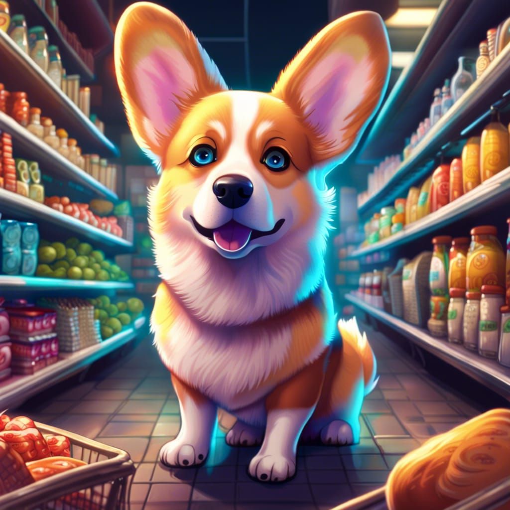 Corgi in a Market