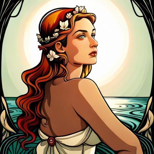 Aphrodite goddess in art nouveau style