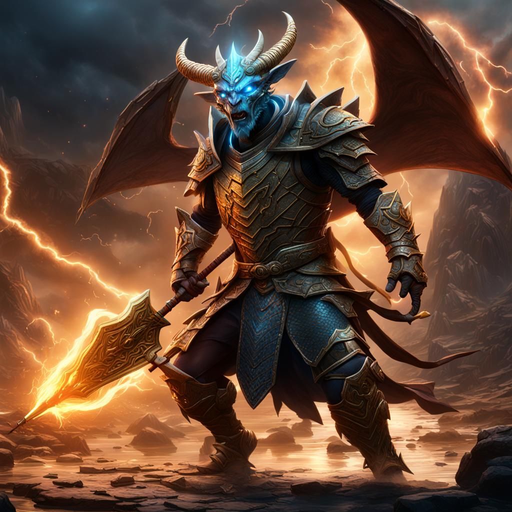 Dragonborn Lightning Prince With a Spear