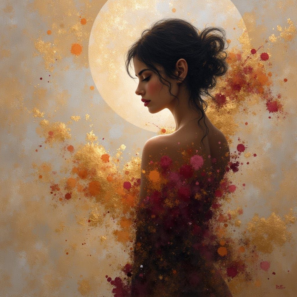 Silhouette, breathtaking beauty, realistic, detailed background, encaustic, Royo, Bagshaw, Chevrier, Lou Xaz, Ferri, Kaluta, Minguez <lora:G...