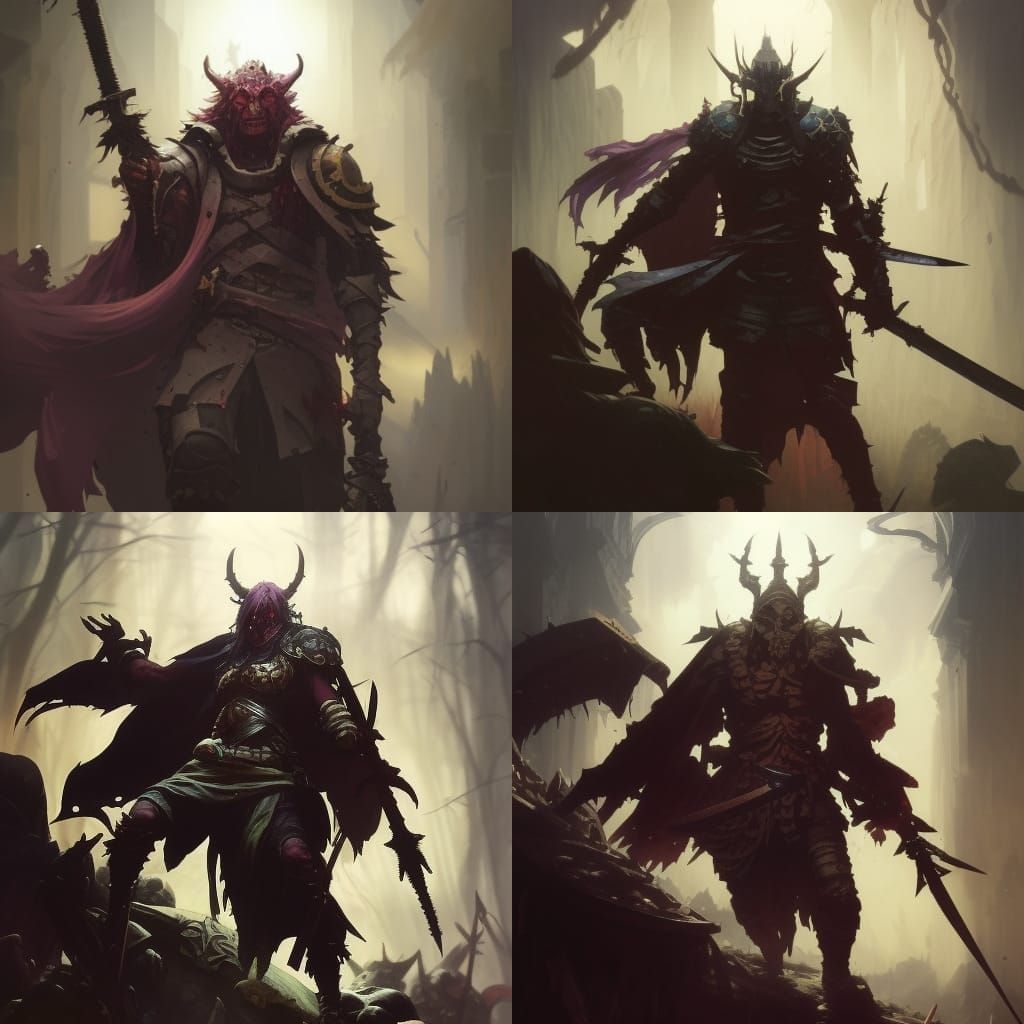 Dark Goblin Slayer with Bleeding Sword, Fantasy Art