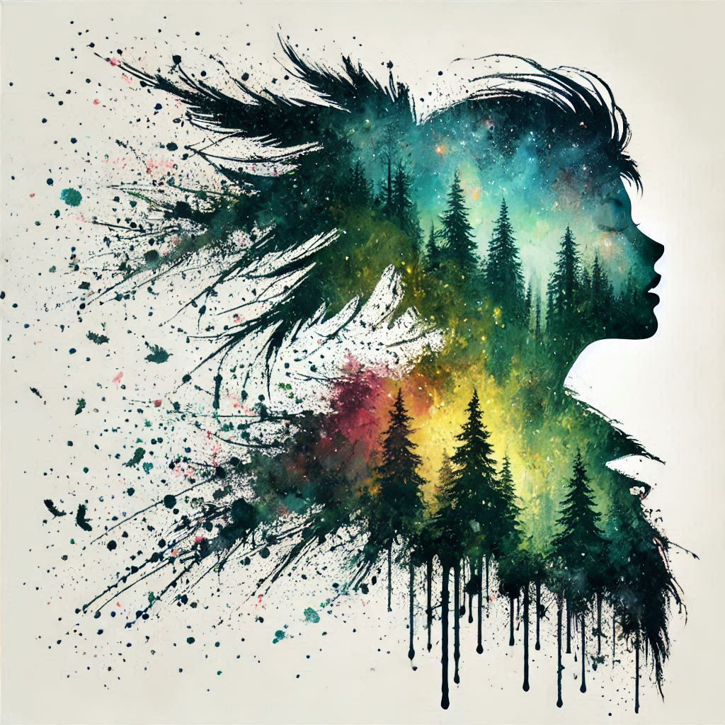 double exposure beautiful fantasy portrait landscape..