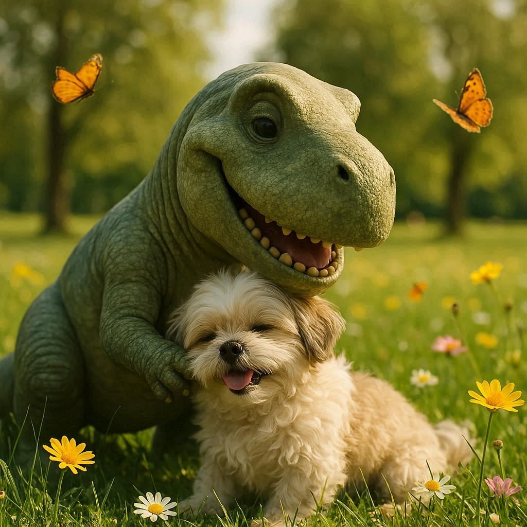 Dinosaur and dog