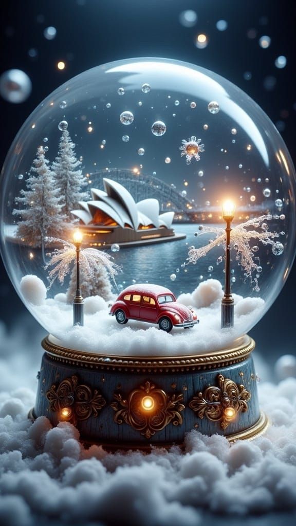Sydney harbour Skyline in a snow globe