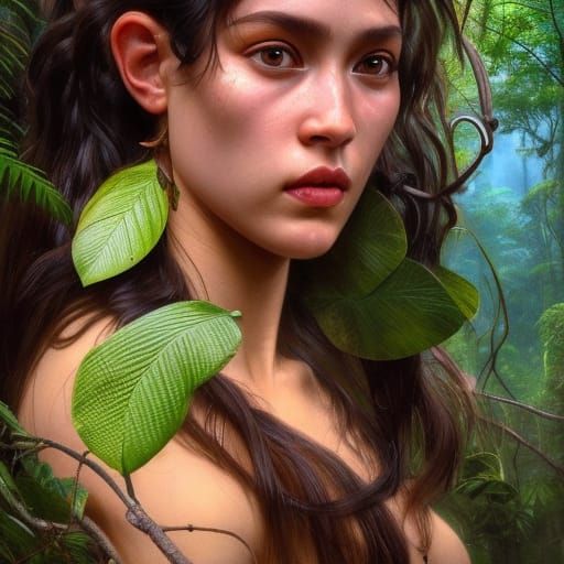 Beautiful Amazon girl, Amazon queen perfect face, Brazil, rainforest