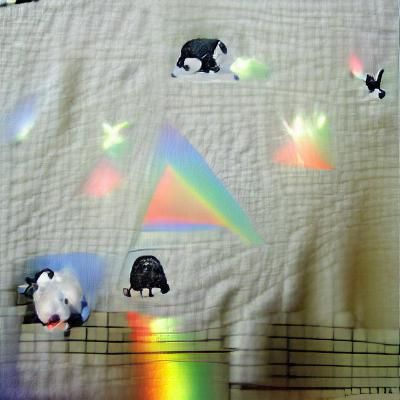 dark side of the moon cover prism rainbow cute white bunnies