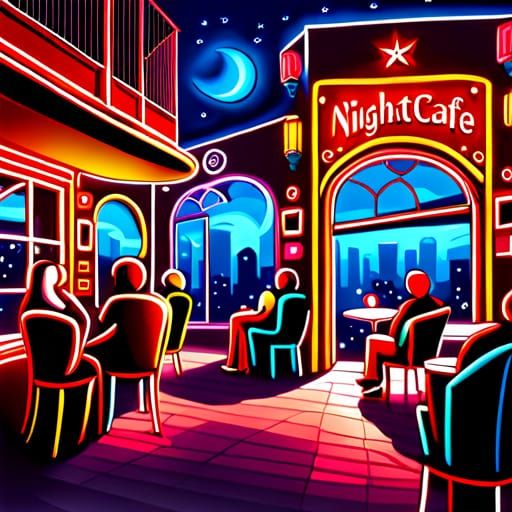 Cafè at Night AI Generated Artwork NightCafe Creator