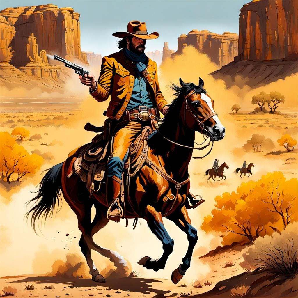 Galopping in the desert .